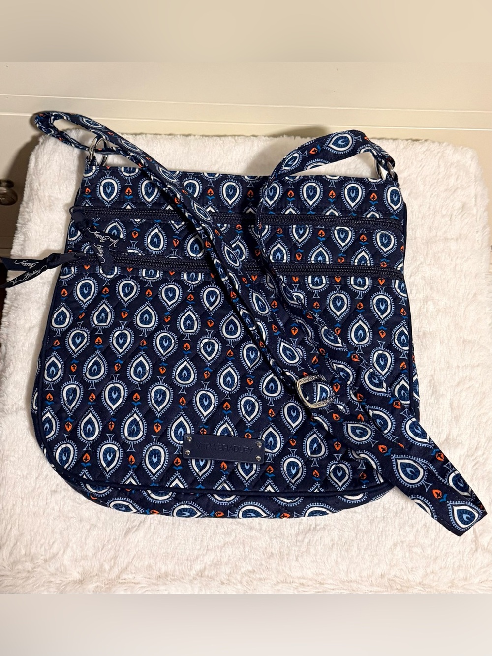 Vera Bradley Navy Paisley-Teardrop Quilted Crossbody Marrakesh Motifs